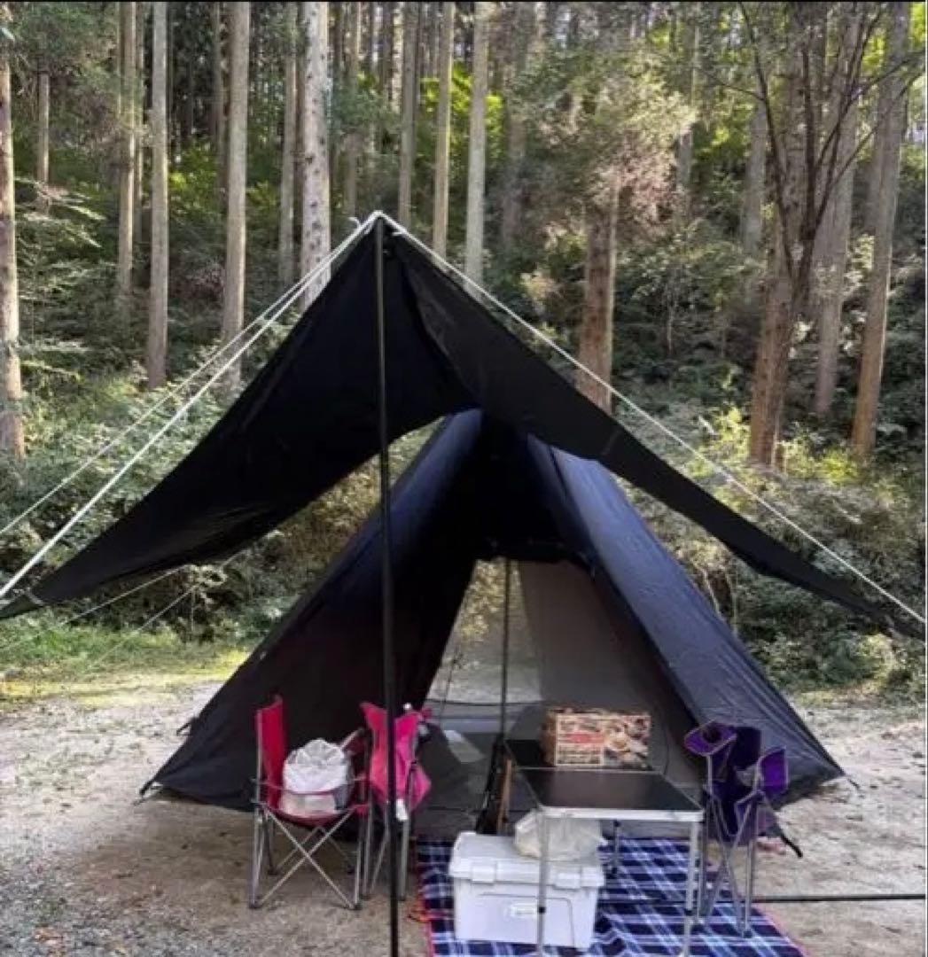 DOD ワンポールテント Ｌ　ブラック　グランドシート付き　ファミリー　キャンプ