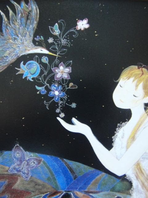 前田麻里、「時の丘で」、希少画集の額装画、四季、風景、人気作品