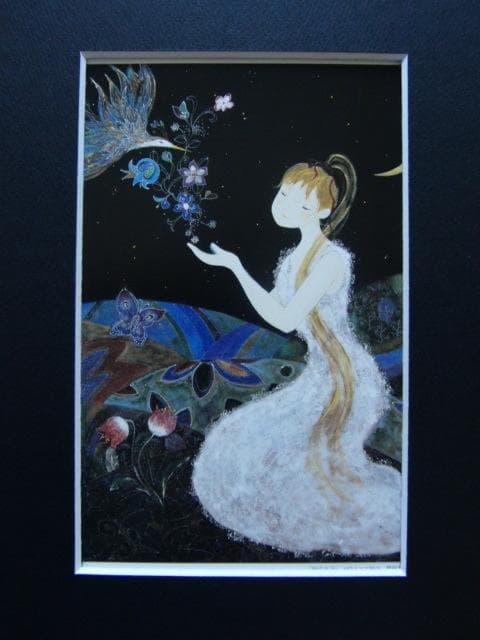 前田麻里、「時の丘で」、希少画集の額装画、四季、風景、人気作品