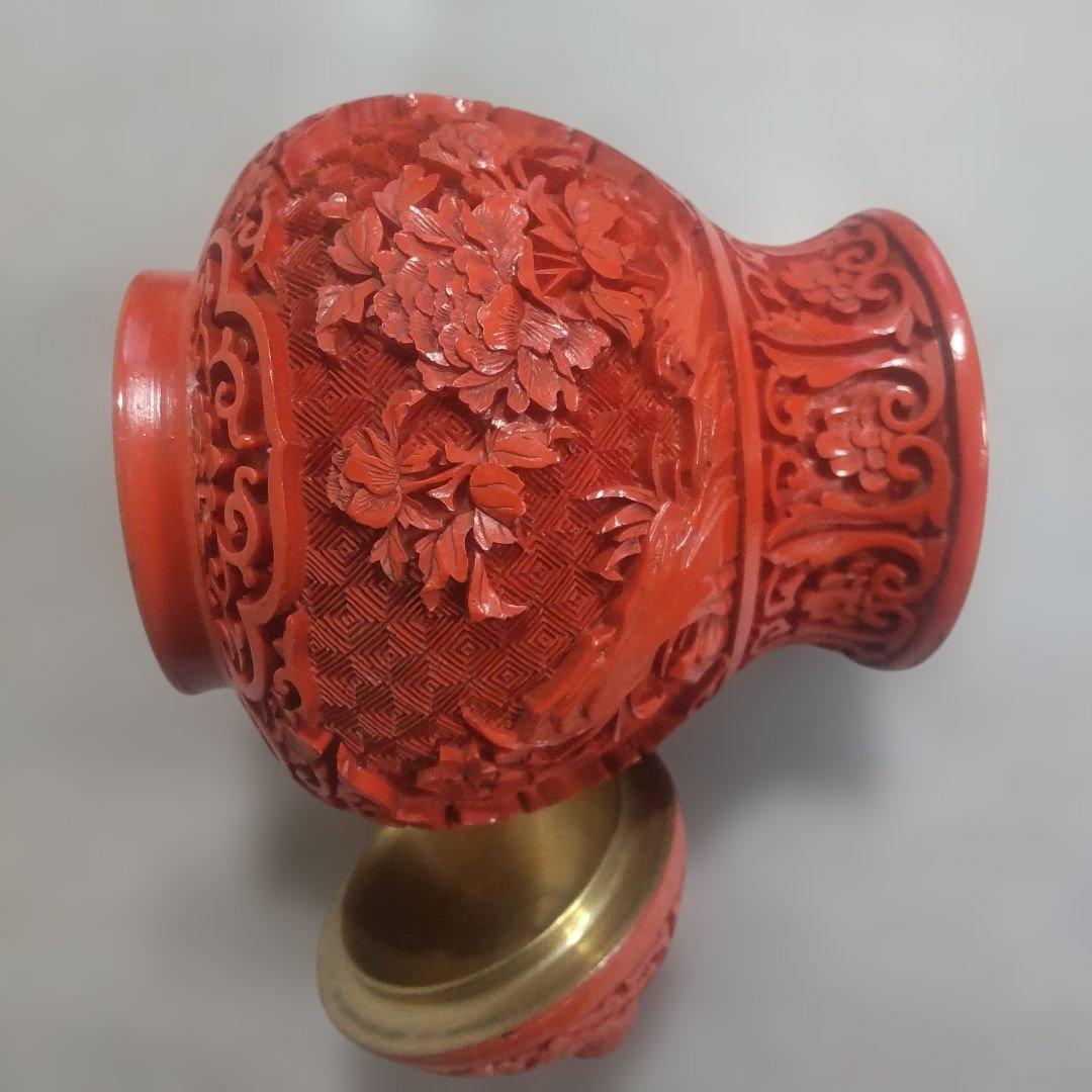 堆朱 中国美術工芸品 伝統美術 茶壺 蓋物