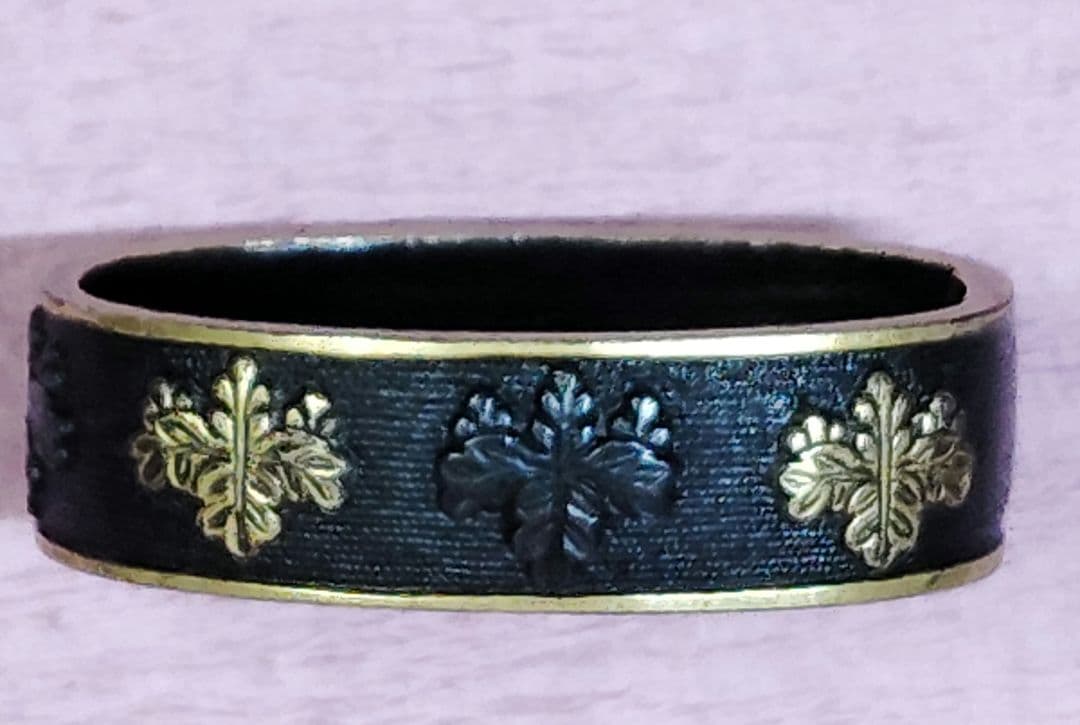 刀装具 縁頭 縁のみ 無銘 銅地 金色絵 魚々子地 五三桐紋図 時代物