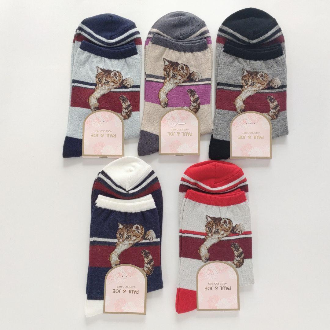 ポール&ジョー　ソックス　5足　ヌネット　猫　ネコ　ねこ　キジトラ　レア　希少