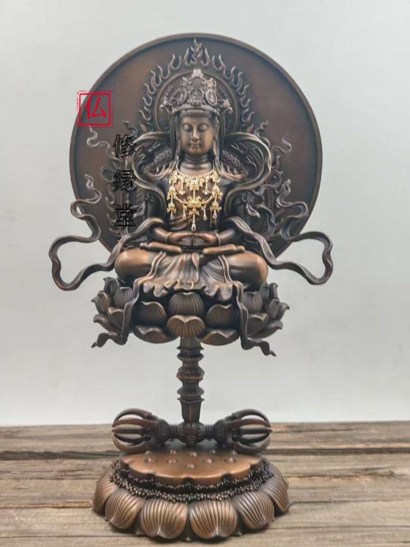 【修縁堂】 密教法具古美術品 阿弥陀仏 青銅着色 真言宗 法器