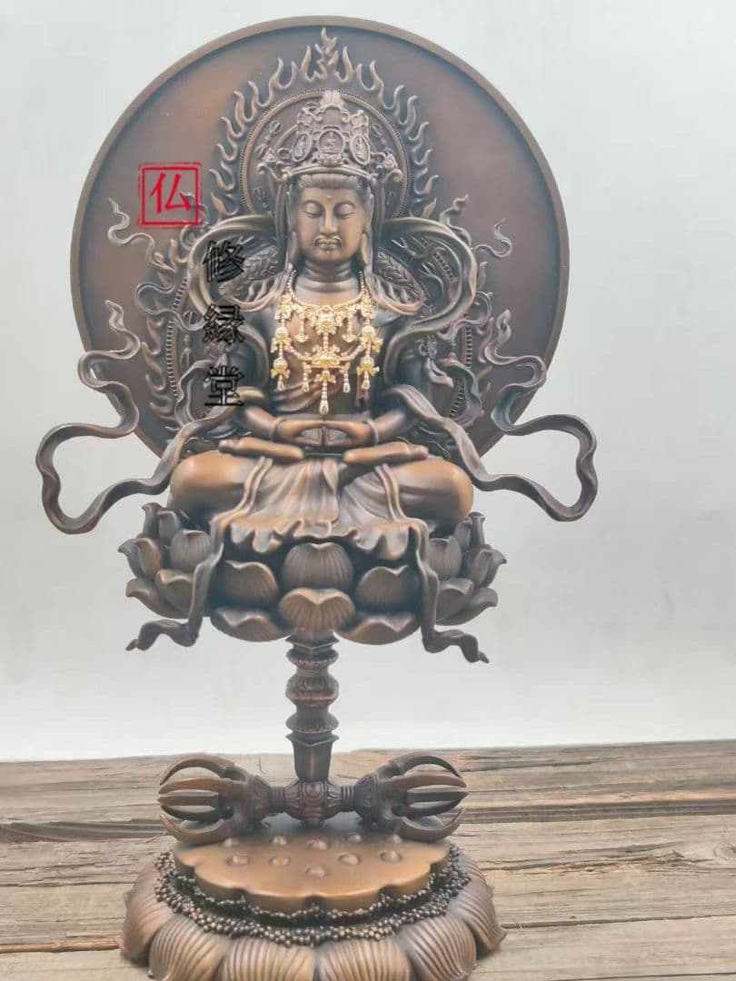 【修縁堂】 密教法具古美術品 阿弥陀仏 青銅着色 真言宗 法器