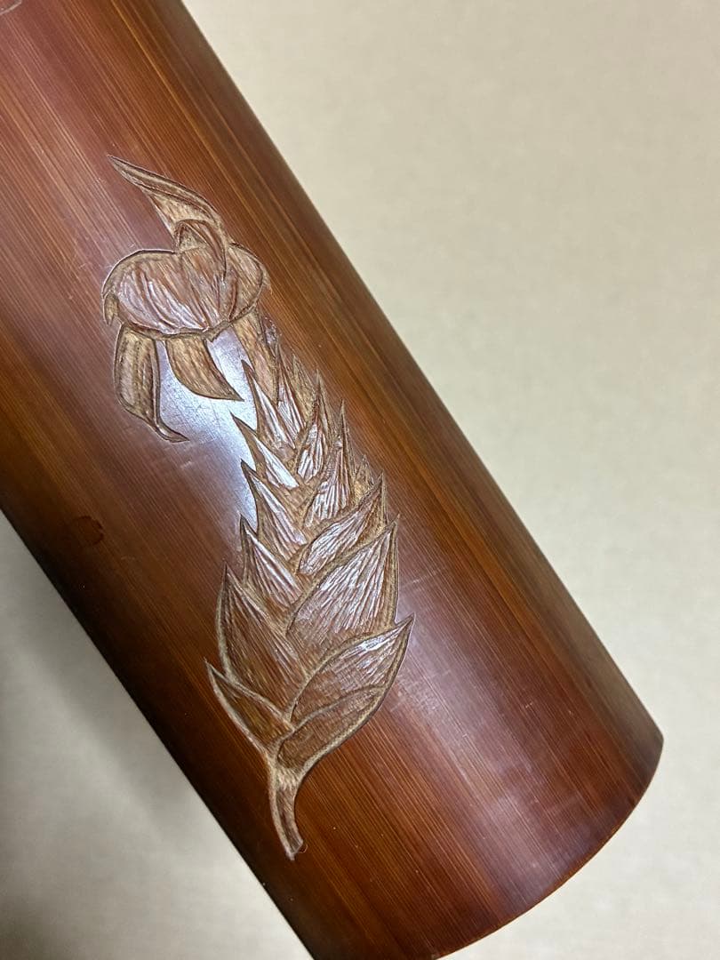 藤哲斎 刀 密彫 竹茶量 茶合 在銘 煎茶道具 竹笋と竹葉図彫 骨董品古美術品