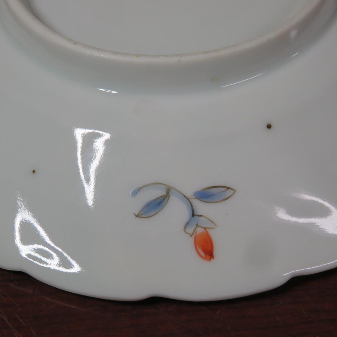 中皿 鳳凰 色絵付 窯傷 2枚 銘 明治 九谷
