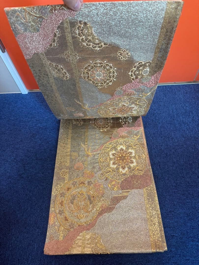 1923 袋帯 古代彫金紋  西陣織   金糸　高級上質上品　約440cm未使用