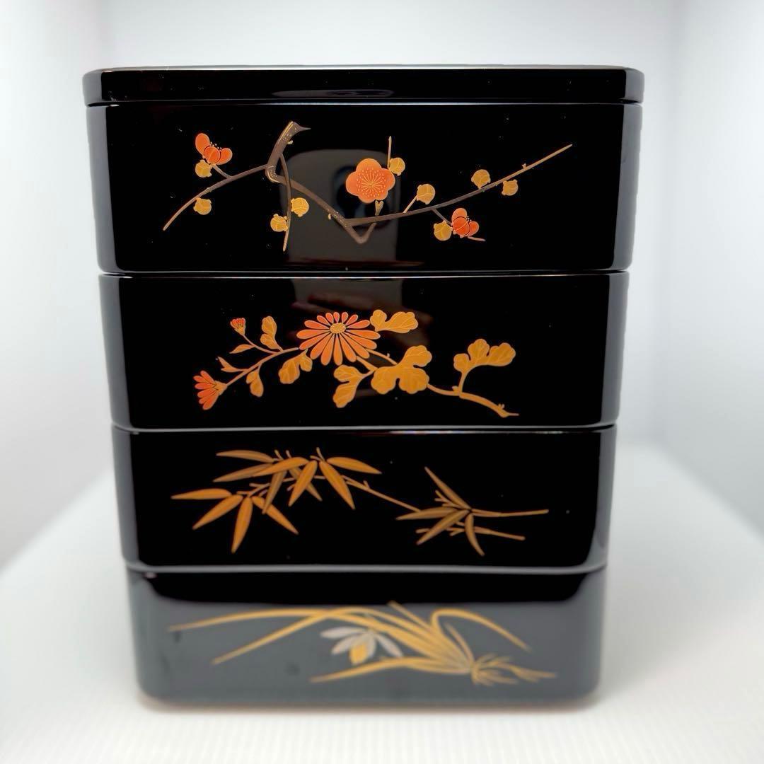 新品 輪島塗 重箱 四段重 二段重 おせち 共箱 漆器 漆 輪島漆器 和柄 花柄