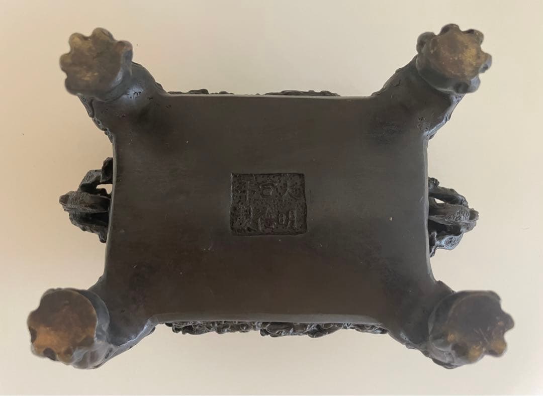 中国古美術　香炉　中国　獅子　銅　彫刻　卓上像　彫刻像　アンティーク　骨董