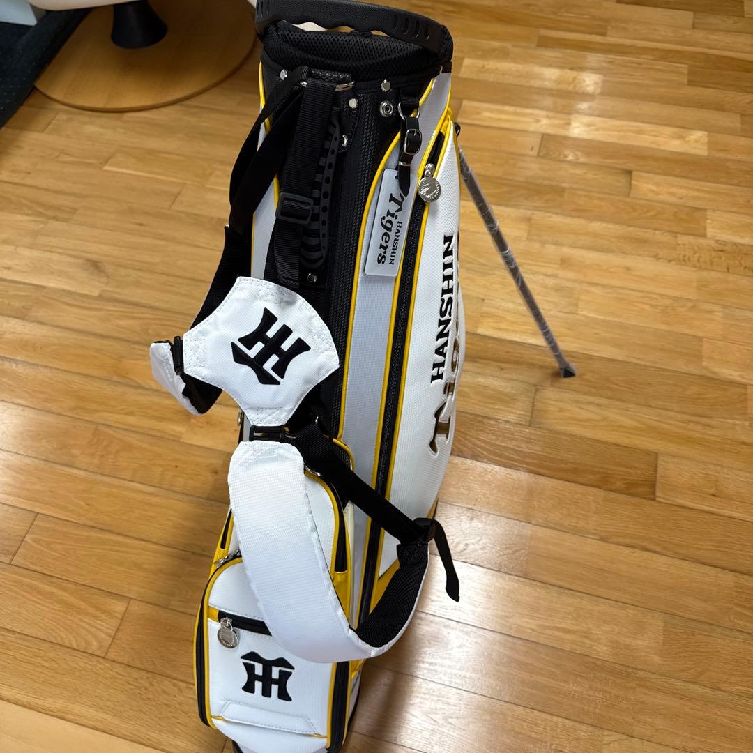 阪神　タイガース　 キャディバッグ ホワイト/イエロー　ゴルフバッグ