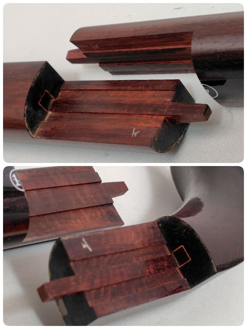 C059 【中古】三味線（子持ち綾杉／金細／二本溝）ケース・付属あり／修理前提