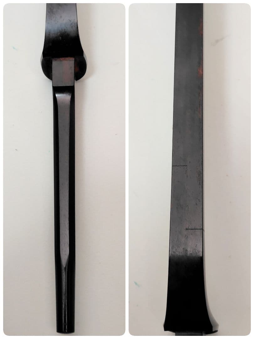 C059 【中古】三味線（子持ち綾杉／金細／二本溝）ケース・付属あり／修理前提