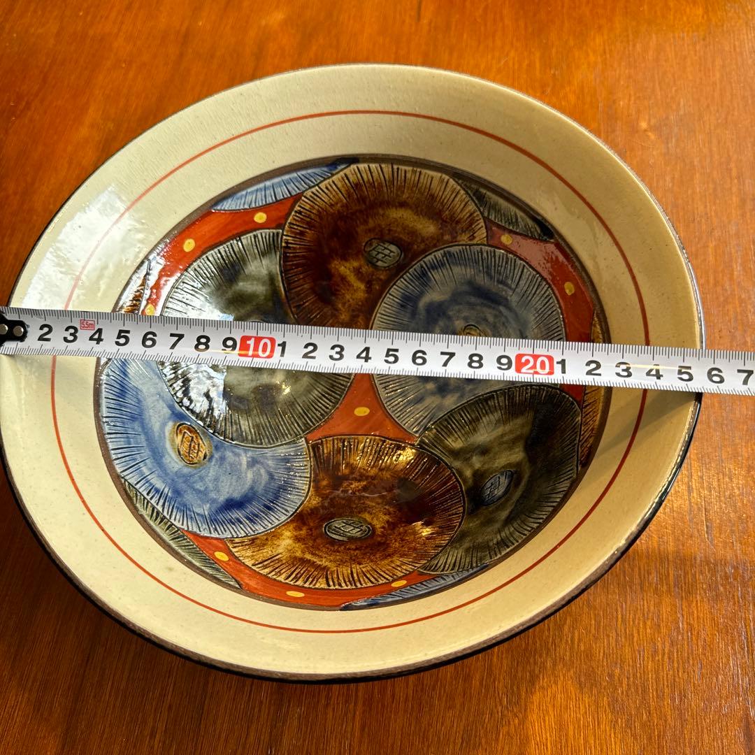 壺屋焼.小橋川太郎.赤絵の深鉢.新品未使用