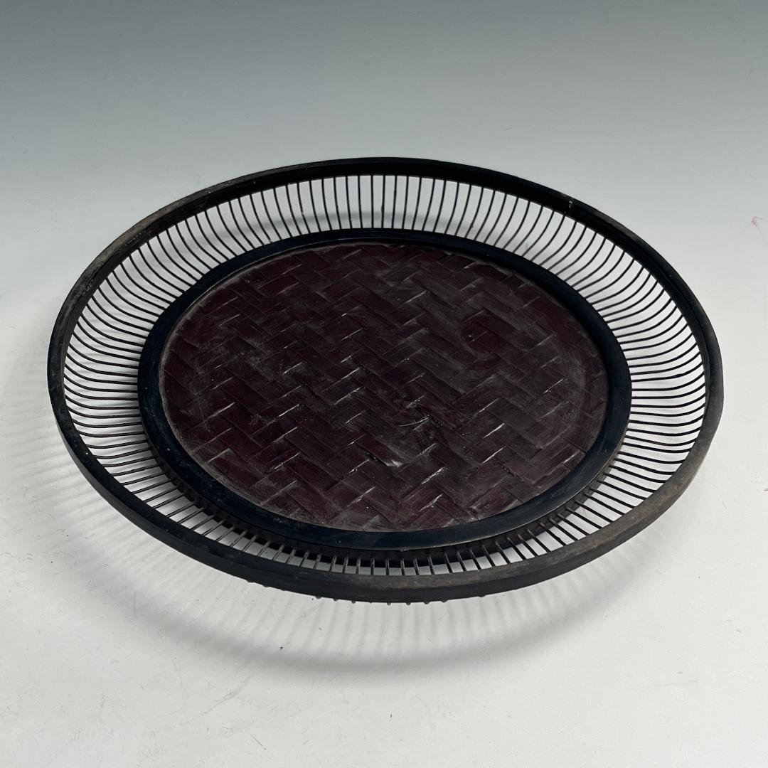 希少 蝶 駿河竹千筋細工 菓子器 明治時代 0.6㍉極小ひご竹細工家蒐集S62