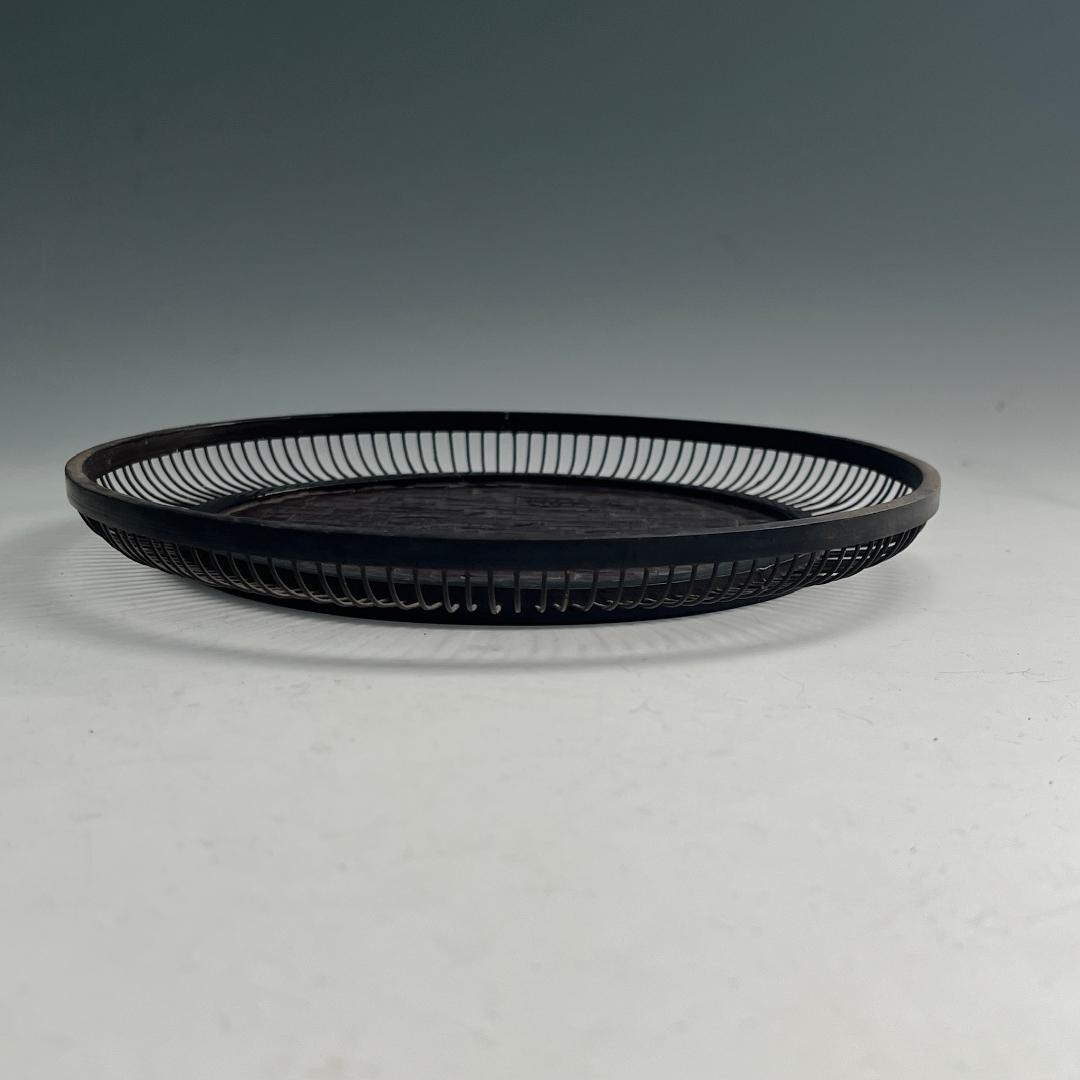 希少 蝶 駿河竹千筋細工 菓子器 明治時代 0.6㍉極小ひご竹細工家蒐集S62