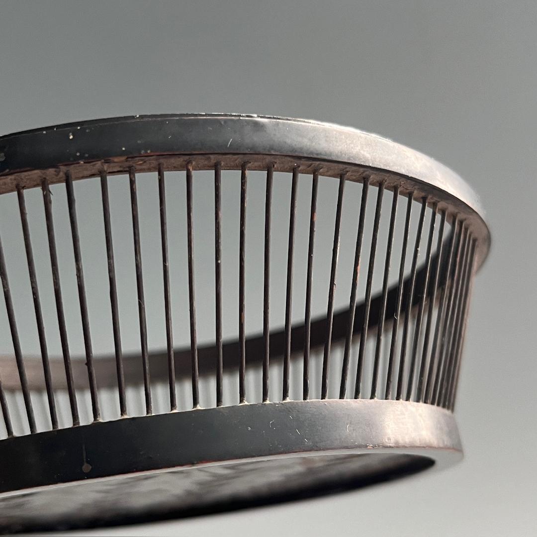 希少 蝶 駿河竹千筋細工 菓子器 明治時代 0.6㍉極小ひご竹細工家蒐集S62