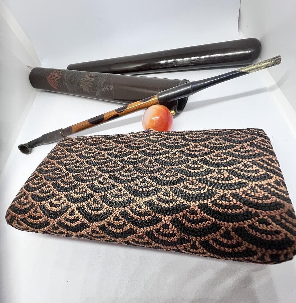 煙草入れ　かます　差し　江戸期　サガラ織　２組セットで