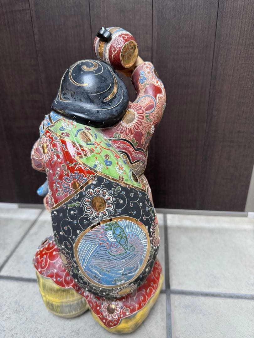 九谷焼 大黒天 置物 七福神 古美術品 金彩 骨董品 アンティーク　縁起物