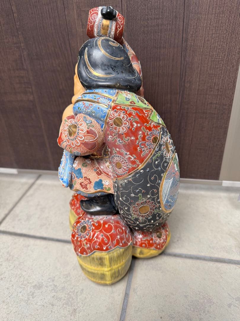 九谷焼 大黒天 置物 七福神 古美術品 金彩 骨董品 アンティーク　縁起物