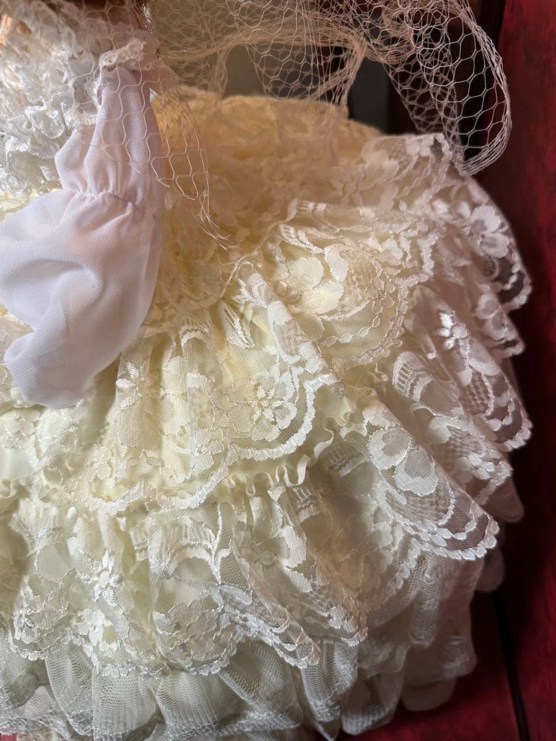 希少・特大　昭和レトロ スキヨ人形 フランス人形 リボン印 ウエディング　白