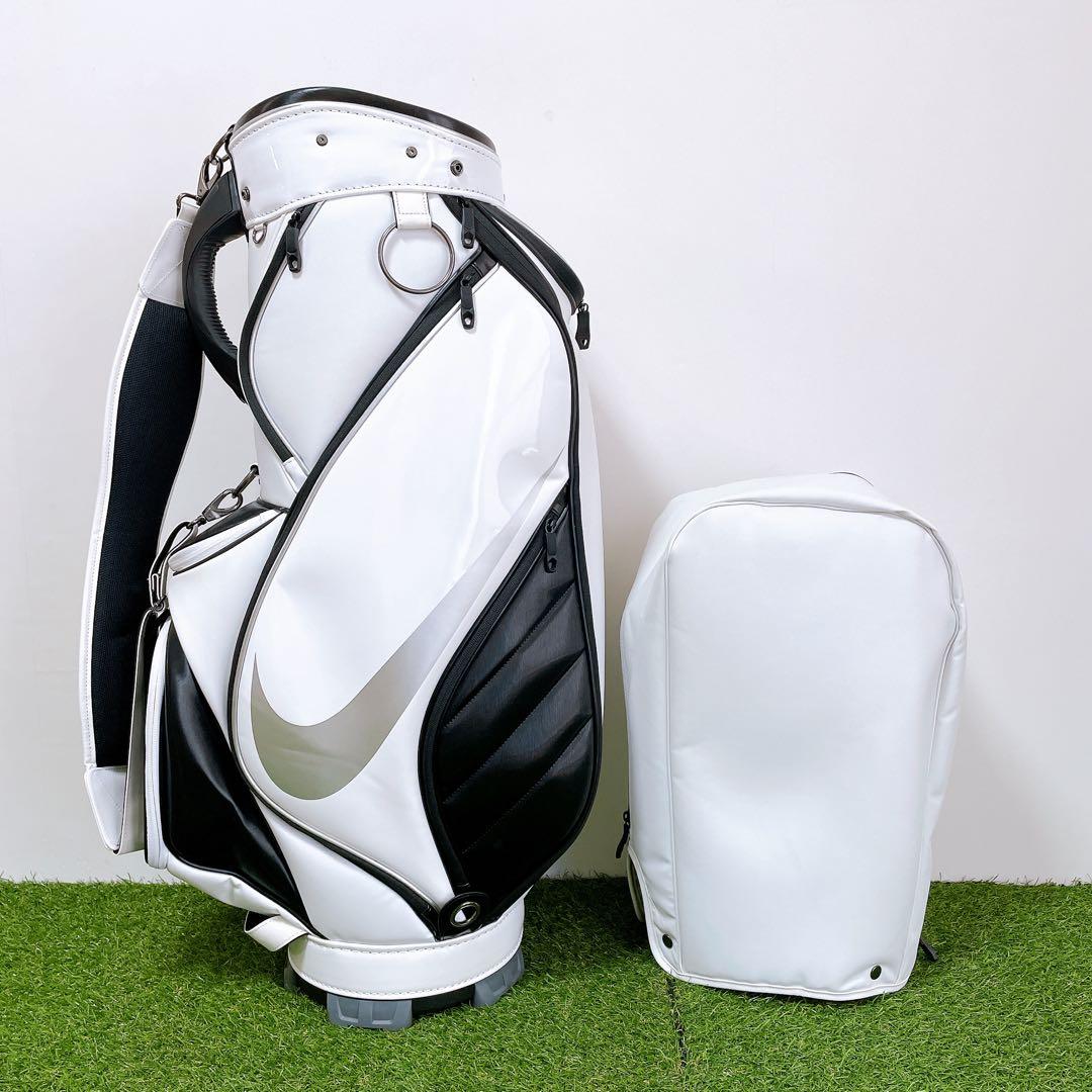 美品　NIKE キャディバック　ホワイト　エナメル　GF3006 9型　黒