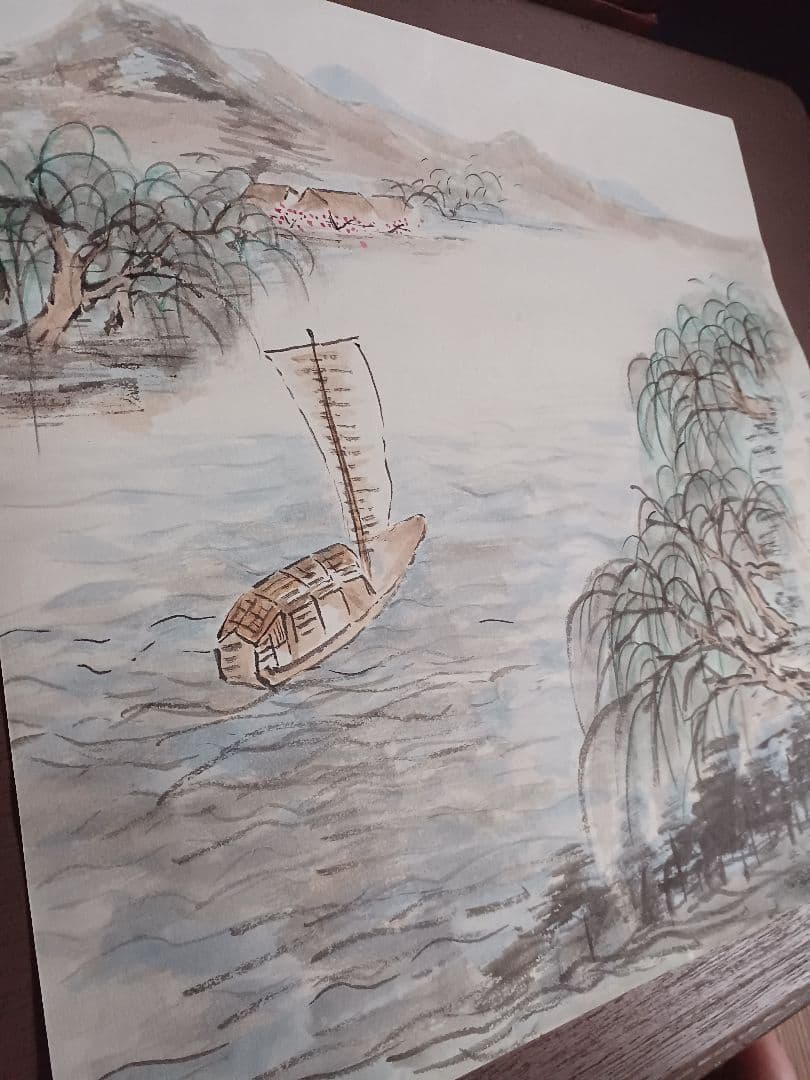 EDOYA　水墨画　オリジナル原画 大陸山河彩色　裏打ち済み