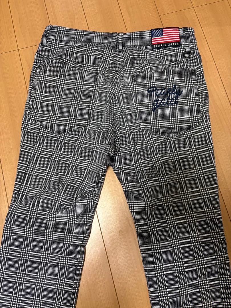 パーリーゲイツ 裏起毛 千鳥 チェック パンツ サイズ4 M相当 星条旗