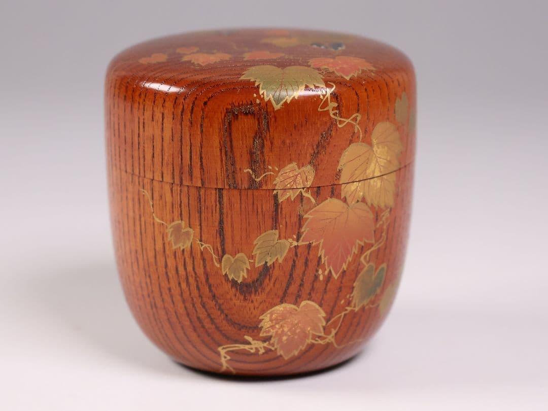 専用品 茶道具 中出松峰 欅拭漆 蔦蒔絵 中棗 共箱 木製 漆芸【MA907】