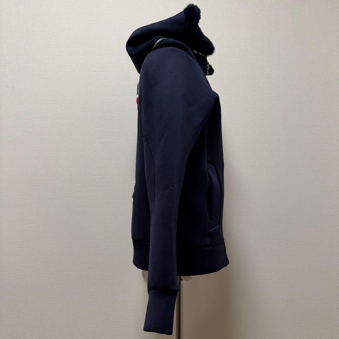 ムータマリン　ボンディングパーカー　ワッペン　2way　ファー　フード　紺　M