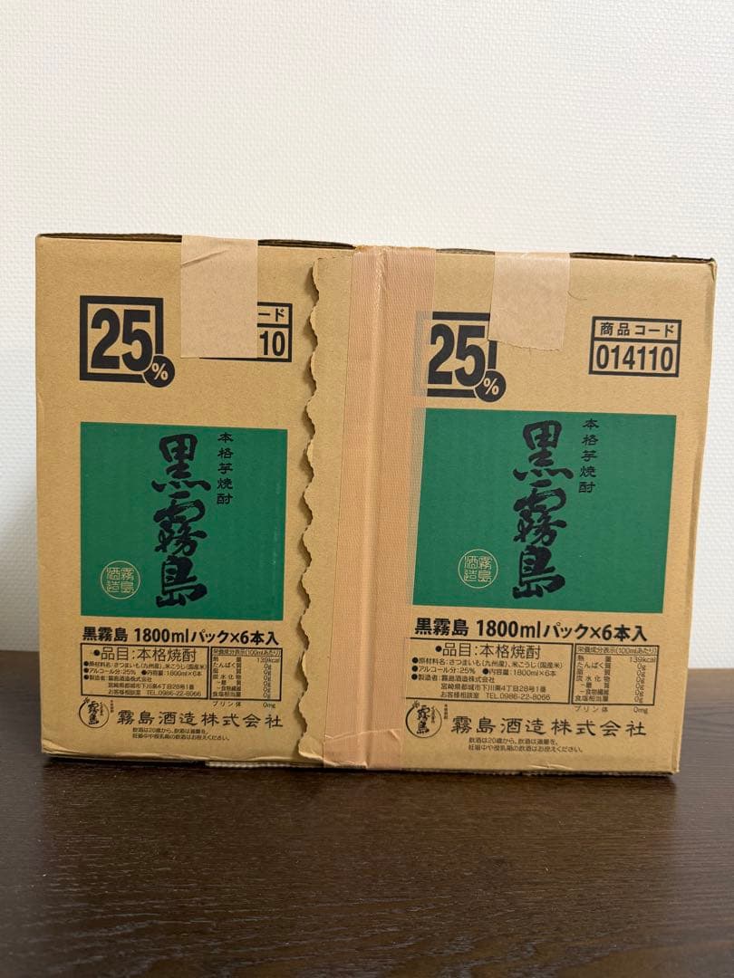 黒霧島 25% 1800ml パック 6本入り×2の12本
