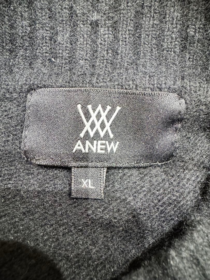 美USED ANEW GOLF メンズ モックネックボーダー刺繍ロゴニット