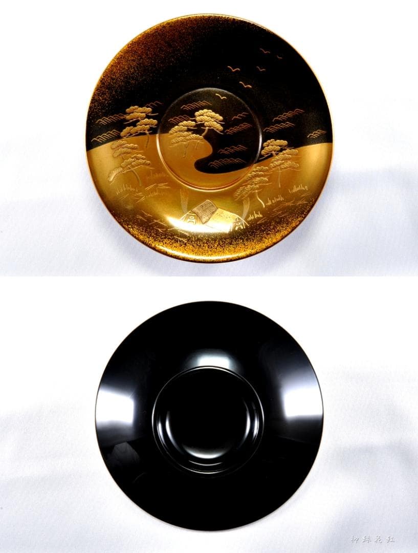 堂畑勝峯 輪島塗 塩釜蒔絵 茶托・銘々皿 五 共箱