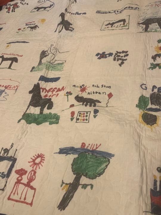 売約済み　アンティーク　パッチワーク　キルト  子どもの絵　アメリカ　テキサス