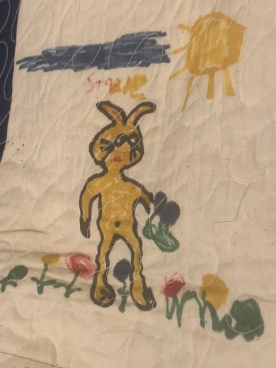 売約済み　アンティーク　パッチワーク　キルト  子どもの絵　アメリカ　テキサス