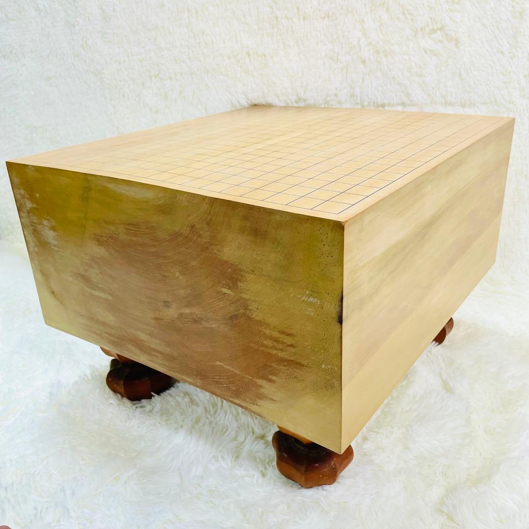 囲碁盤　脚付き　厚み6寸6分　ヘソあり　板目木裏　桐製カバー付き