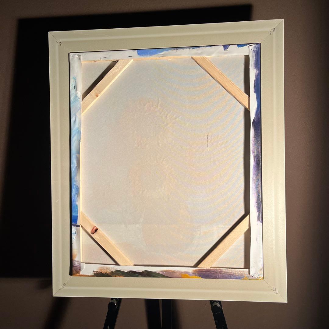 ★秀作★ 手書き油絵 花瓶のひまわり 額付き インテリア 油彩画