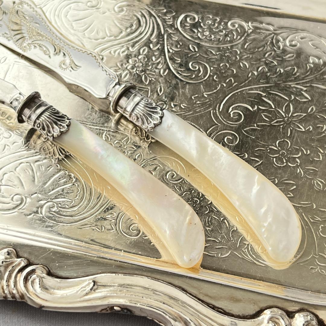 【英国】【白蝶貝】ブレッグファストセット バターナイフ / プレザーブスプーン