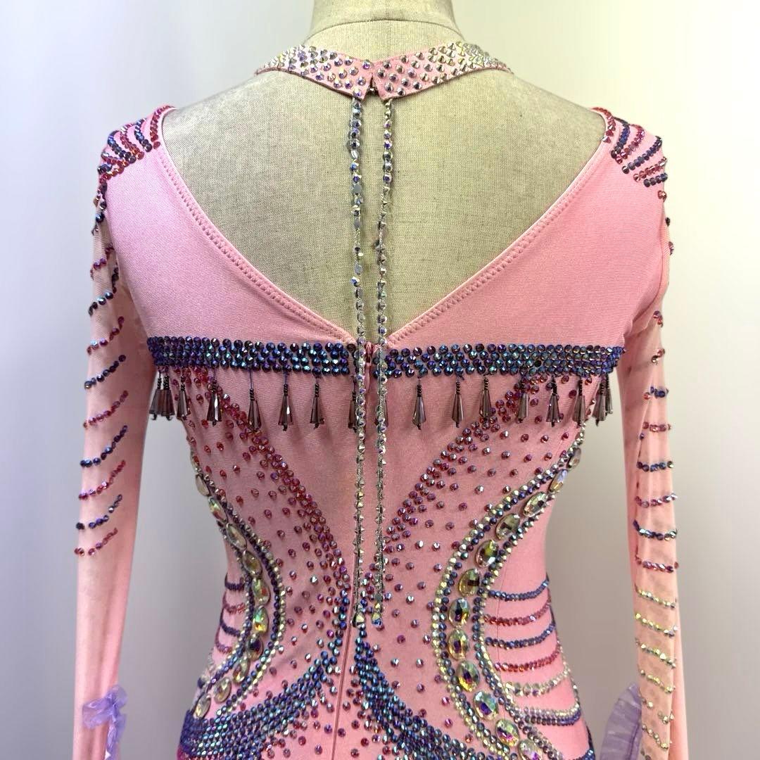 6330★M ピンク 紫 スワロ グラデーション スタンダードドレス 社交ダンス