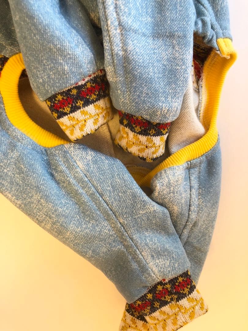 黄色い袖のロンパース　イタグレ服　犬服　ハンドメイド