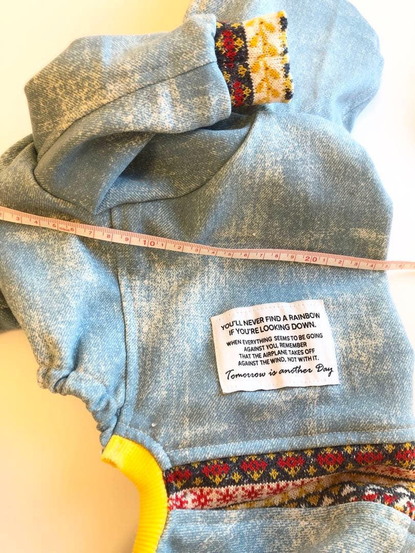 黄色い袖のロンパース　イタグレ服　犬服　ハンドメイド