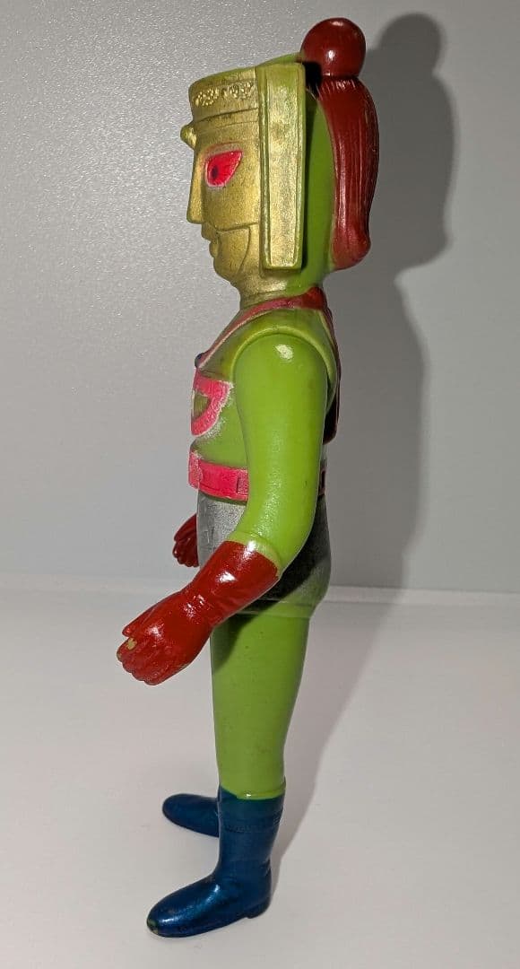 突き指ちゃん【珍色】グリーンマン ウッド ソフビ 当時物