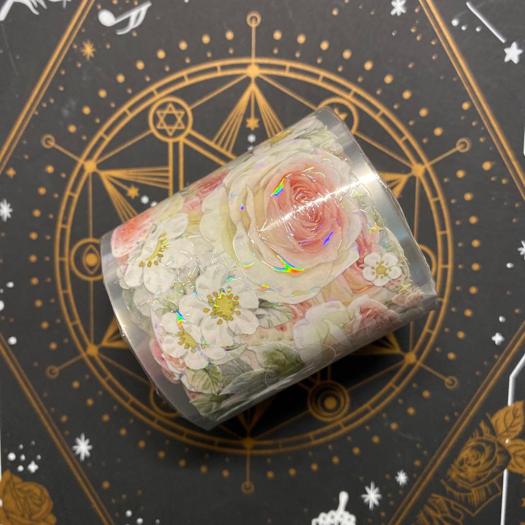 【C】海外　10m巻　貝殻光マスキングテープ　動物/お花/装飾/背景系