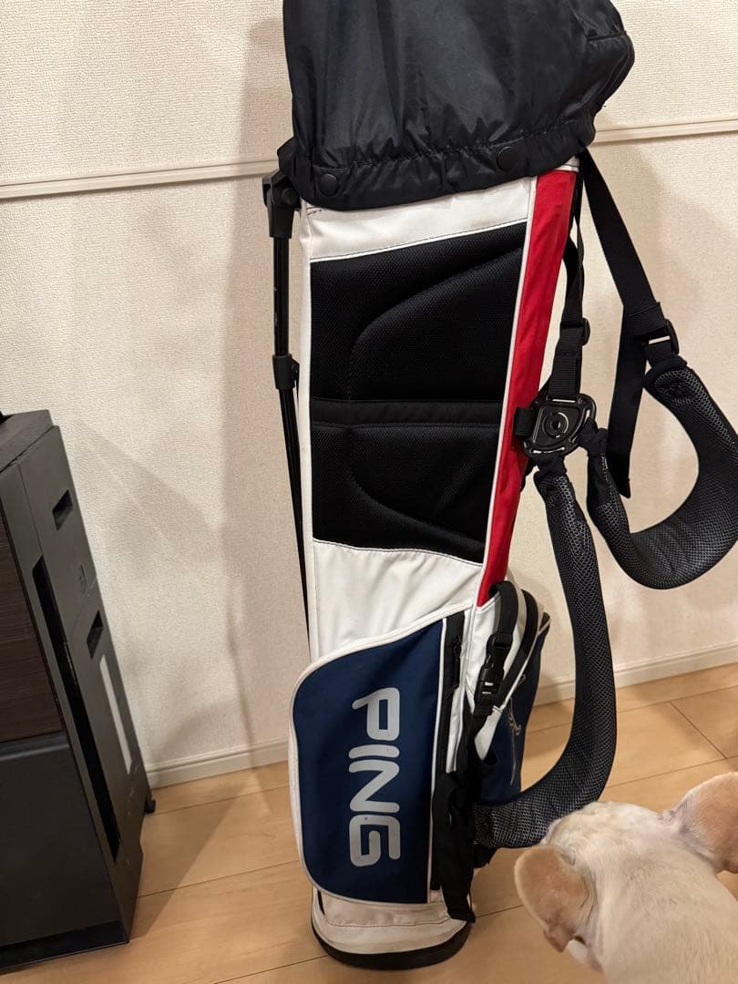 PING キャディバッグ スタンド付き ホワイト/ネイビー/レッド