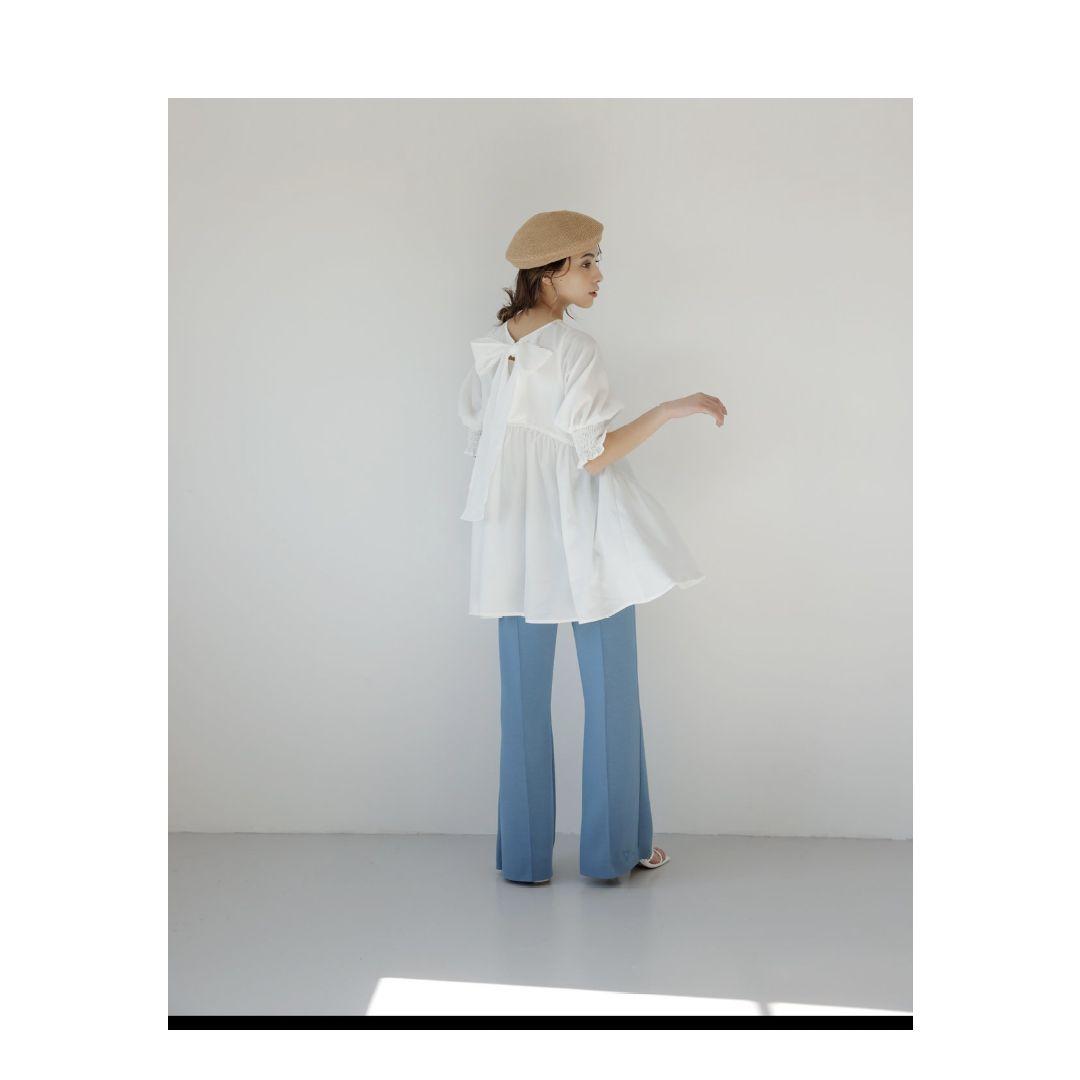 Naptime パフスリーブフレアブラウス ホワイト