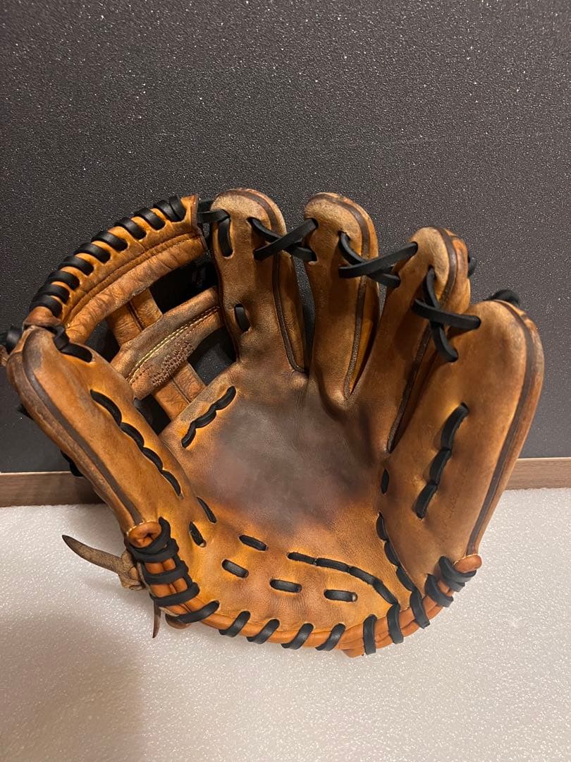 ★最高級★ ミズノプロ 硬式 内野手 平裏.指袋.ムートン.ヘリ革.全紐交換済