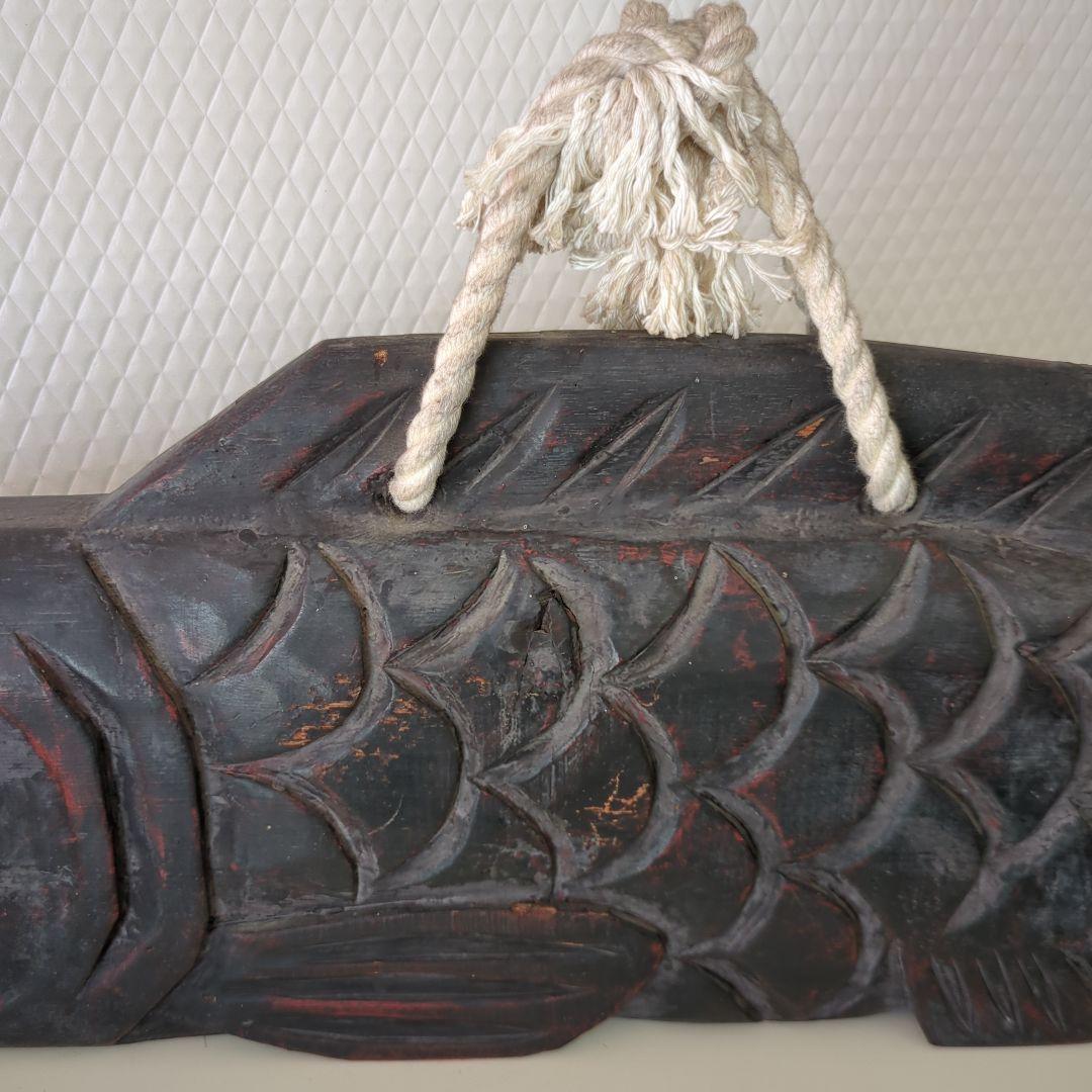 骨董 魚型 木魚 魚鼓 魚板 木彫 茶道具 漆器ディスプレイ 木製 木彫