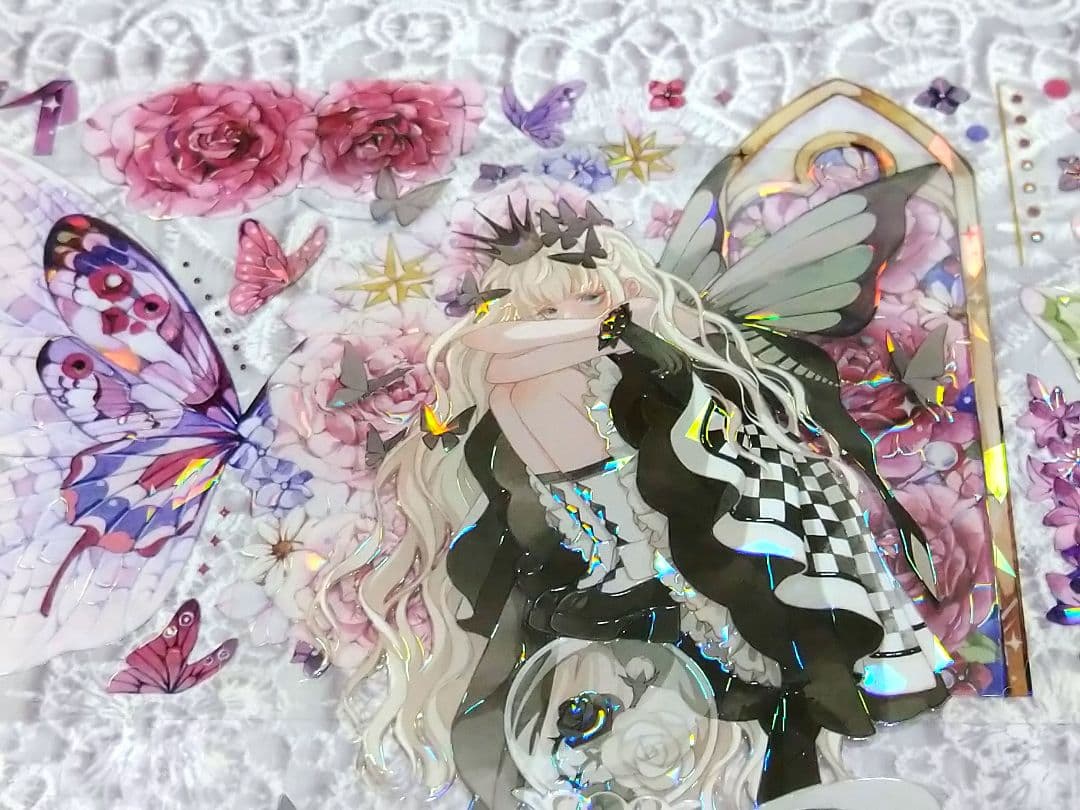 S3＃玫瑰花窗(贝壳光)茶犁切り売り海外装飾マステ薔薇蝶