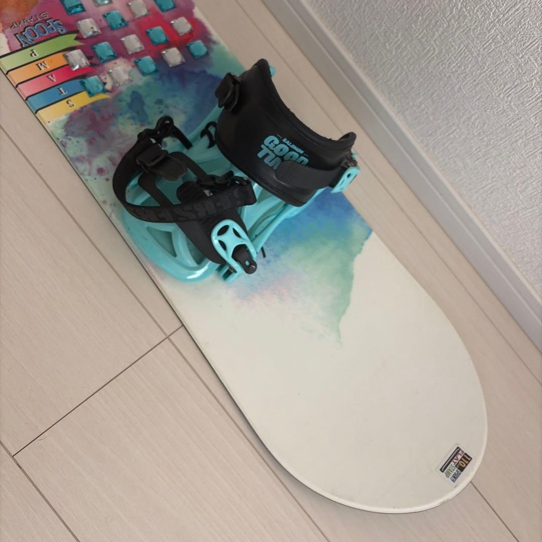【送料無料】キッズスノーボード2点セット　spoon stamp 110㎝　中古