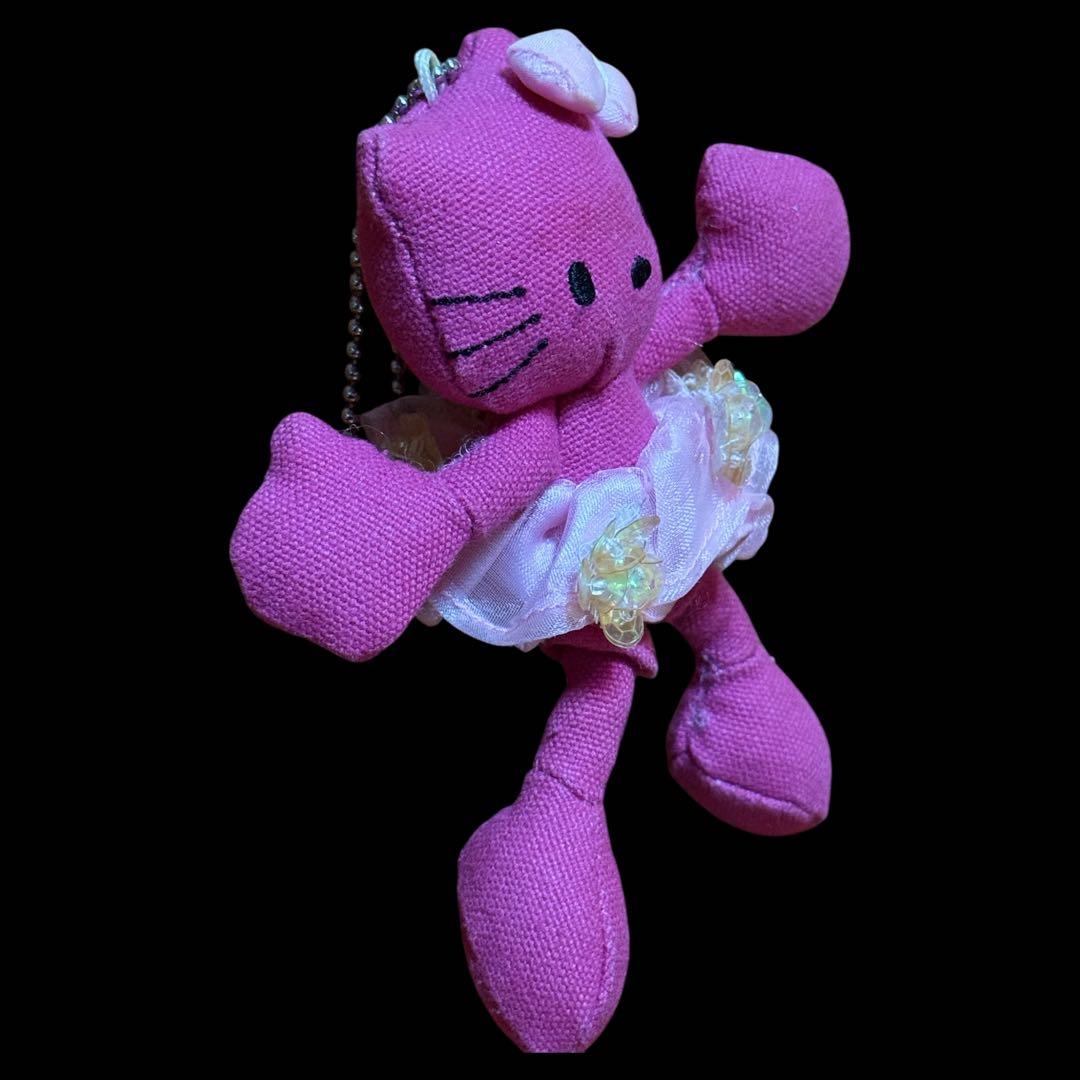 レア　ハローキティ　デニム　ピンク　足長ぬいぐるみ　ストラップ　レトロ　サンリオ