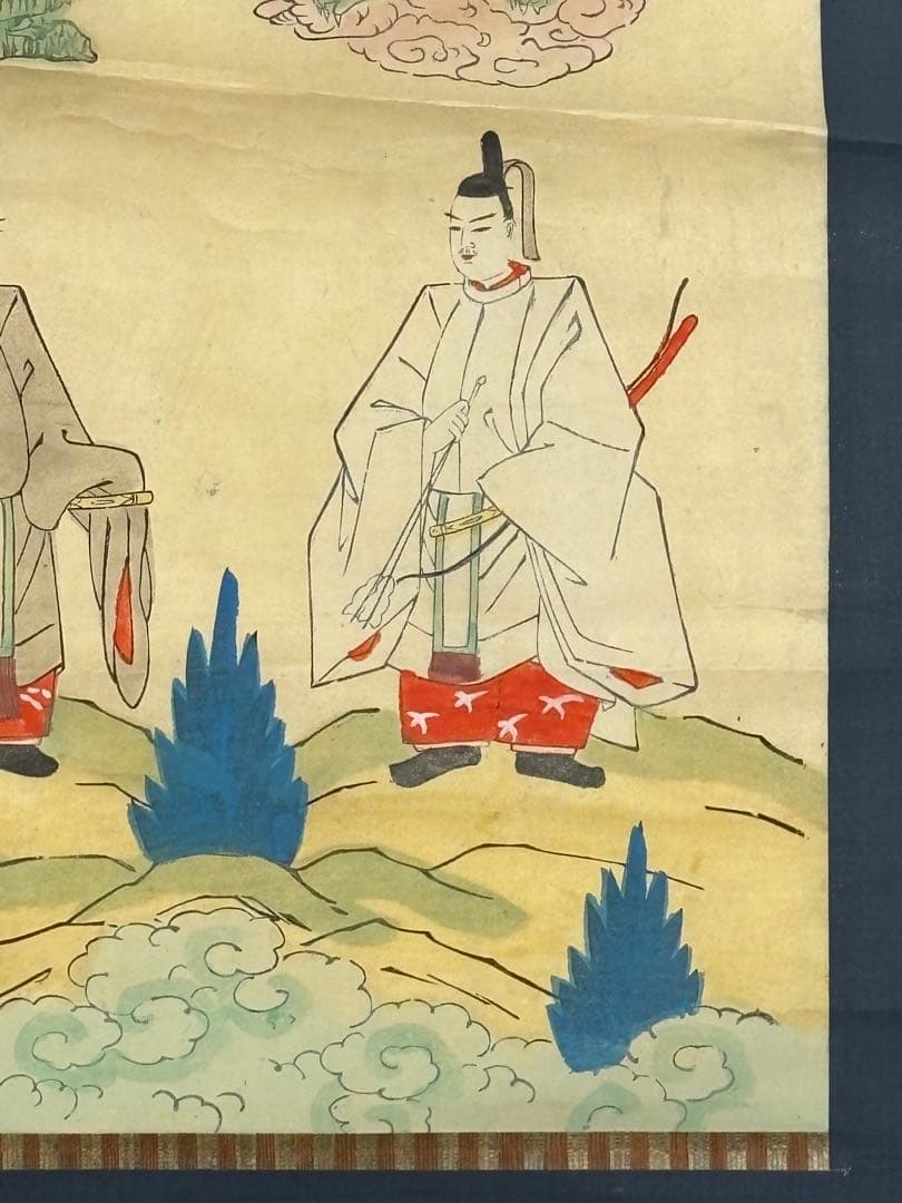 「虚空蔵菩薩他 彩色木版画掛軸」明治期頃 一幅|仏画 仏教美術 木版刷り